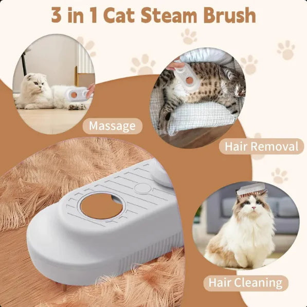 3-in-1 Cat Steam Brush with Foldable Handle